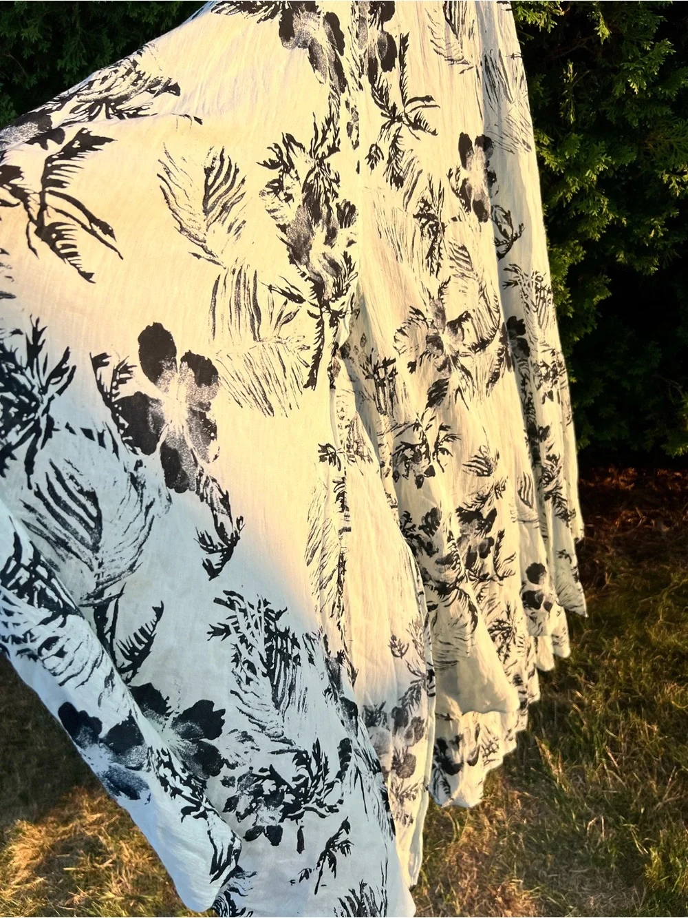 Free People Mint and Black Botanical Print Maxi Dress